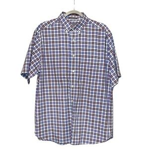 Daniel Cremieux White, Blue & Red Plaid Short Sleeve Shirt